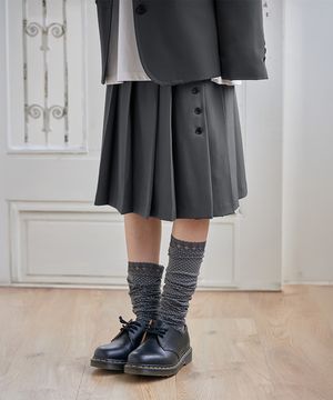 Pleated Wrap Skirt, CHARCOAL