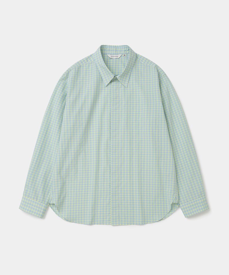 hidden button check shirt yellow