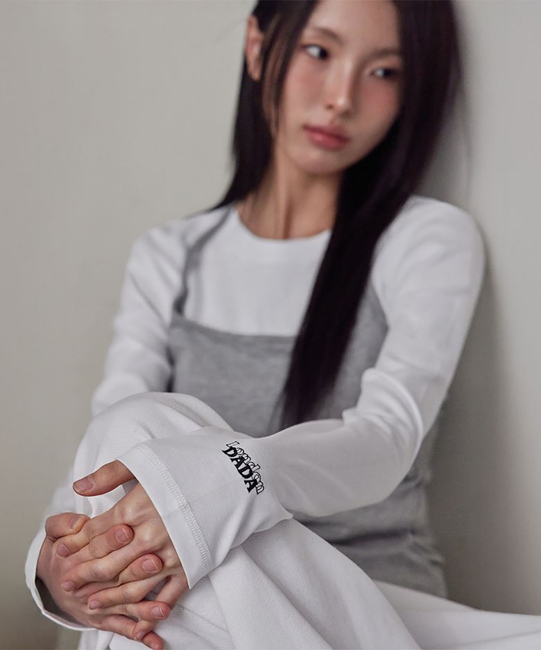 Cropped Round-Hem Long Sleeve Top, WHITE