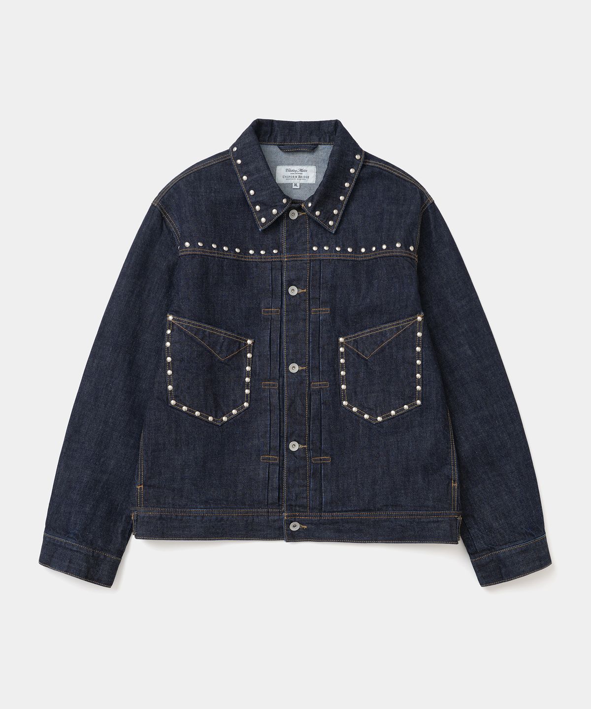 유니폼브릿지(UNIFORM BRIDGE) stud denim trucker jacket navy