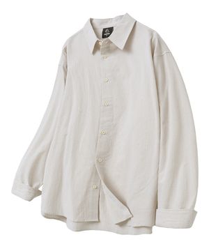 베이직 시티 스트라이프 오버핏 셔츠 베이지