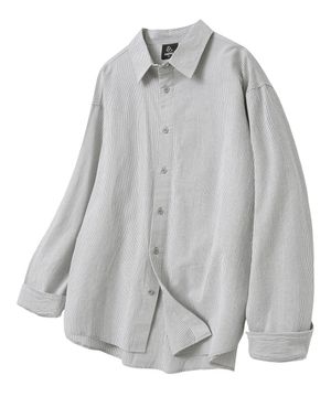 베이직 시티 스트라이프 오버핏 셔츠 그레이