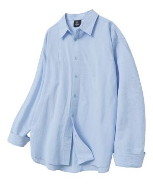 베이직 시티 스트라이프 오버핏 셔츠 블루