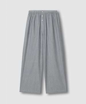 여 퓨어 코튼 10부 파자마 팬츠_다크 네이비