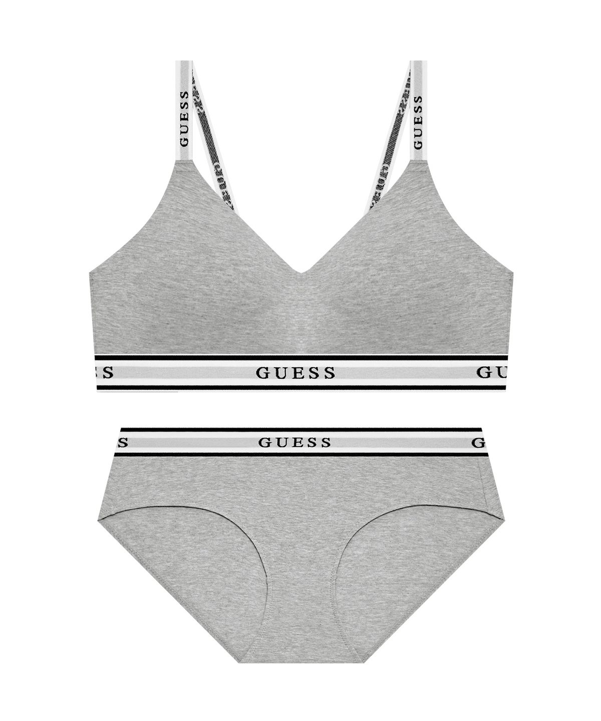 게스언더웨어(GUESS UNDERWEAR) 코튼 컴피 브라렛 팬티 세트- 멜란지