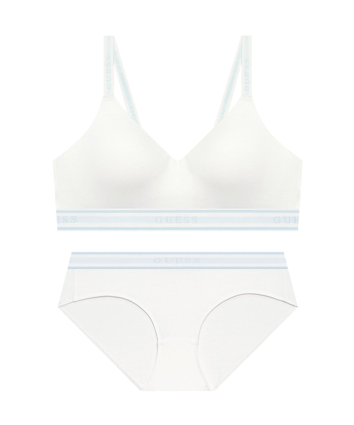 게스언더웨어(GUESS UNDERWEAR) 코튼 컴피 브라렛 팬티 세트 - 화이트