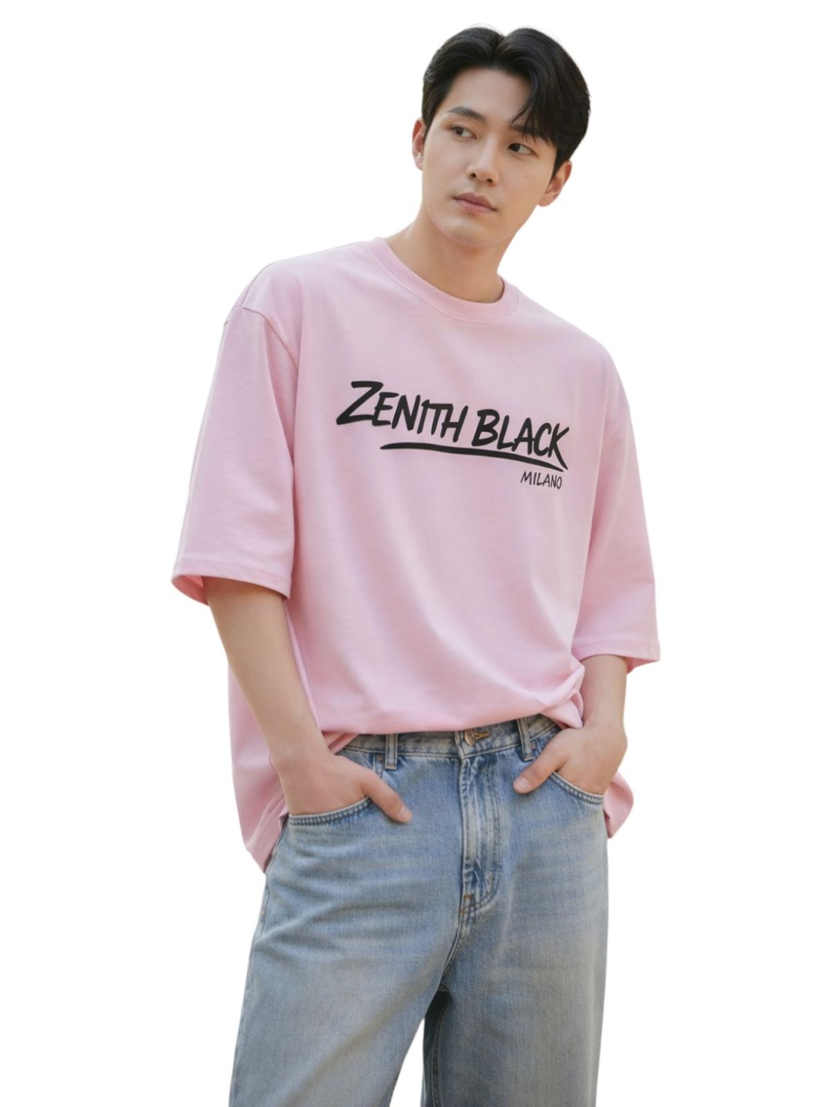 지블랙(ZBLACK) 제니스 블랙 언더라인 밀라노 7부 티셔츠(PINK)