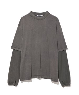 와플 레이어드 롱 슬리브 차콜