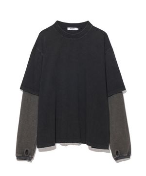 와플 레이어드 롱 슬리브 블랙