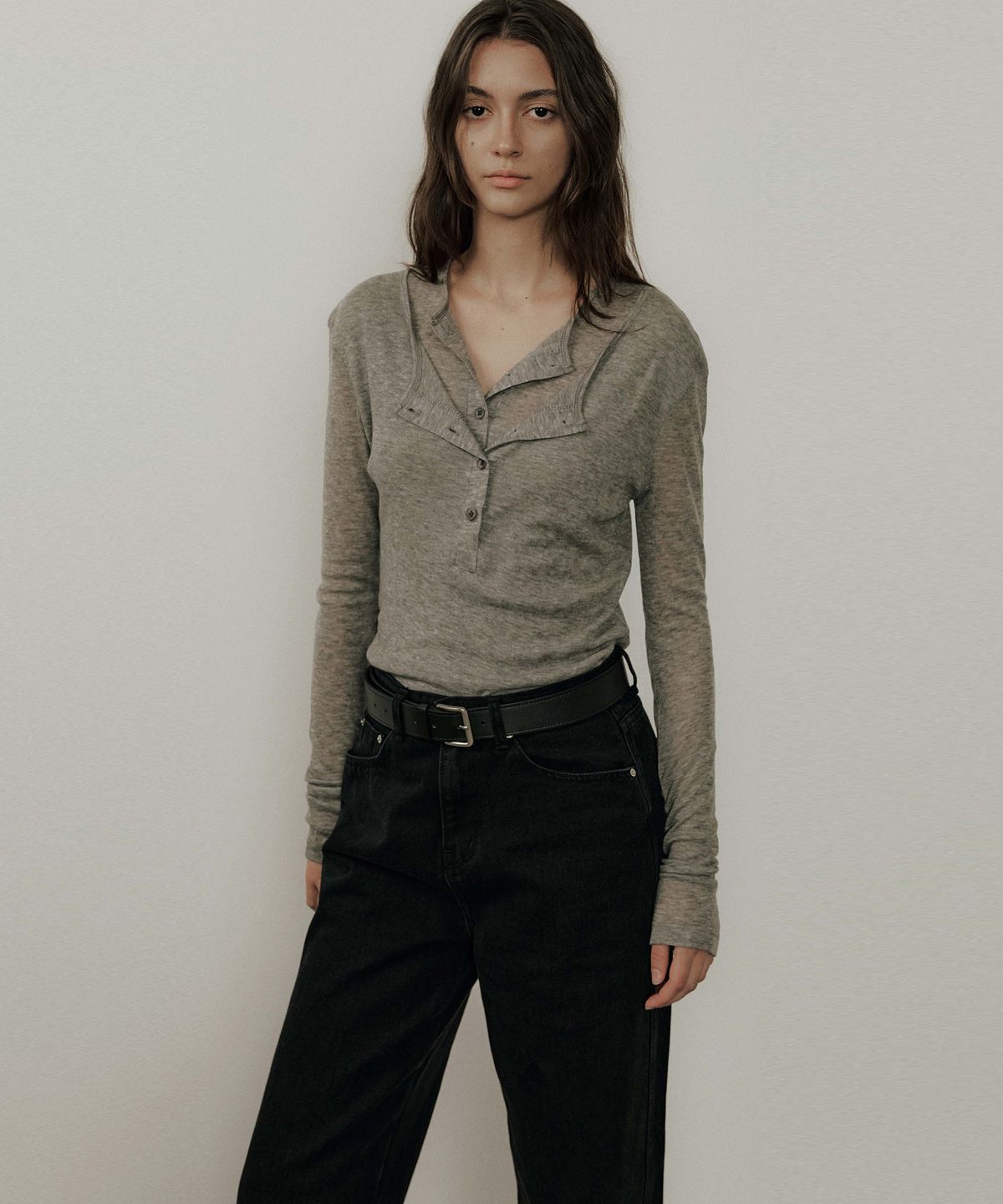 더 릴(THE LILLE) Layered Long Sleeve T_Gray