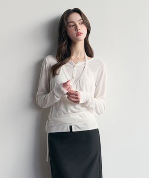 홀터 랩 레이어드 가디건 (화이트)