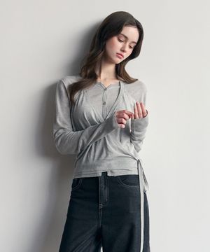 홀터 랩 레이어드 가디건 (그레이)