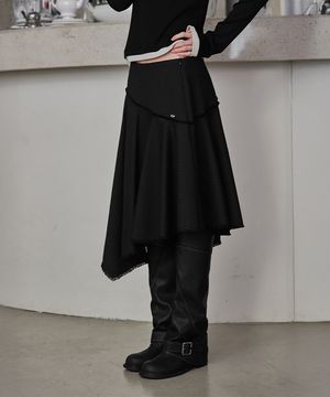 Archive Stripe Trim Midi Skirt, BLACK