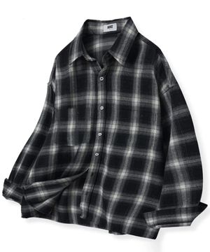 더 시티 투포켓 체크셔츠(블랙)