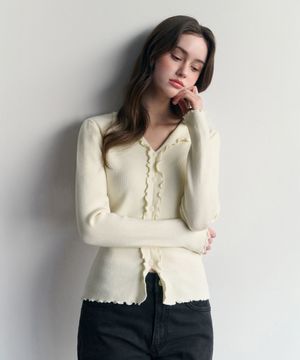 슬림 러플 니트 (아이보리)
