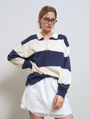 UNISEX 스트라이프 럭비 티셔츠 [NAVY] / GF1UKP006