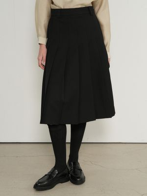 클래식 플리츠 미디 스커트 [BLACK] / GF1LSK503