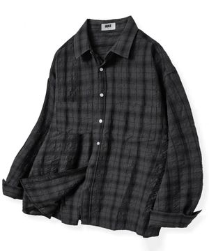 더 시티 투포켓 체크셔츠(차콜)