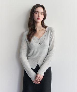 레이어드 슬릿 니트 (그레이)
