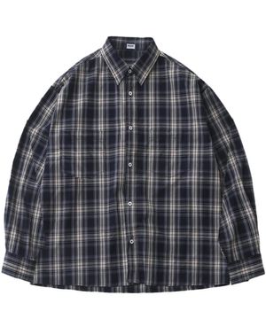 빈티지 워싱 투포켓 네이비 체크셔츠