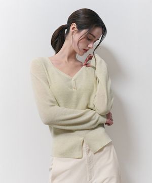 레이어드 슬릿 니트 (크림)