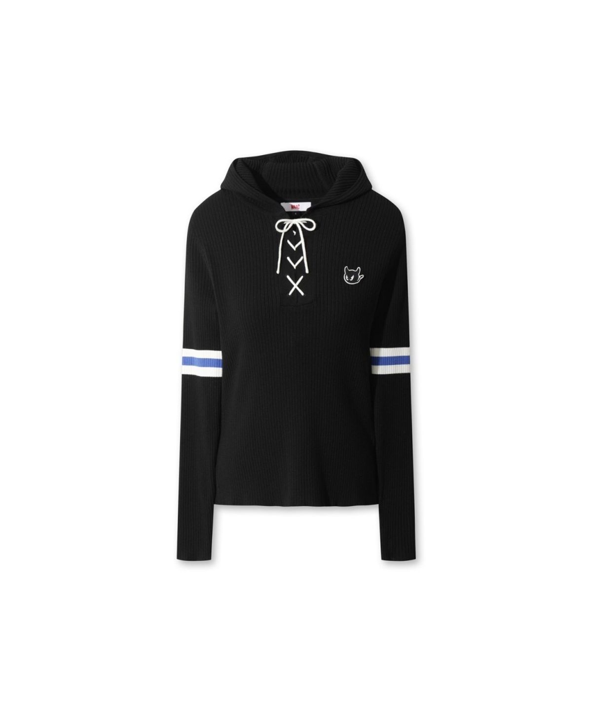 왁(WAAC) Ribbed Hooded Sweater WWWAS26111BKX