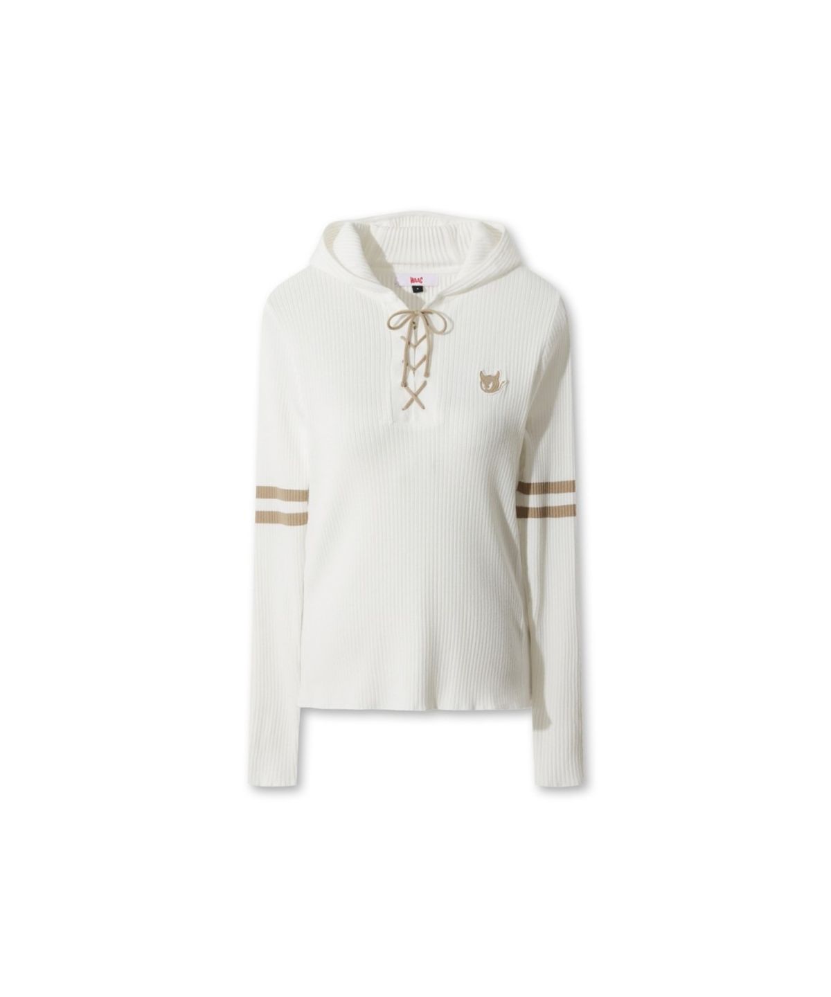 왁(WAAC) Ribbed Hooded Sweater WWWAS26111IVX