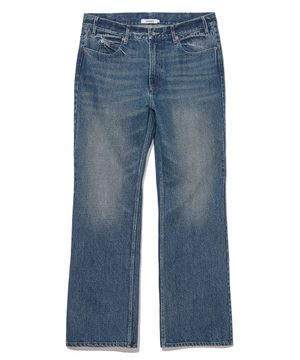 [14oz] 스트레이트 플레어 데님 팬츠 딤 블루