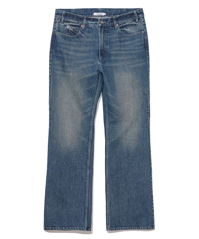 [14oz] 스트레이트 플레어 데님 팬츠 딤 블루
