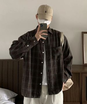 더 스테디 체크셔츠 (빈티지 브라운)