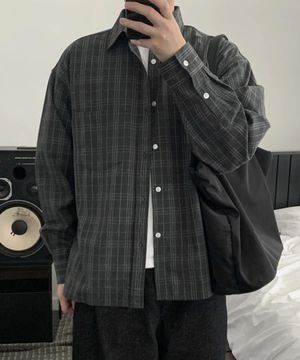 빈티지 스테디 체크셔츠(차콜)