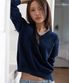V-Neck Layered Pullover, NAVY