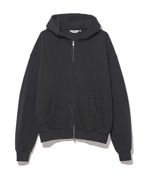 헤비 와플 후드 집업 블랙