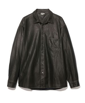 VTG 워시드 레더 셔츠 자켓 블랙