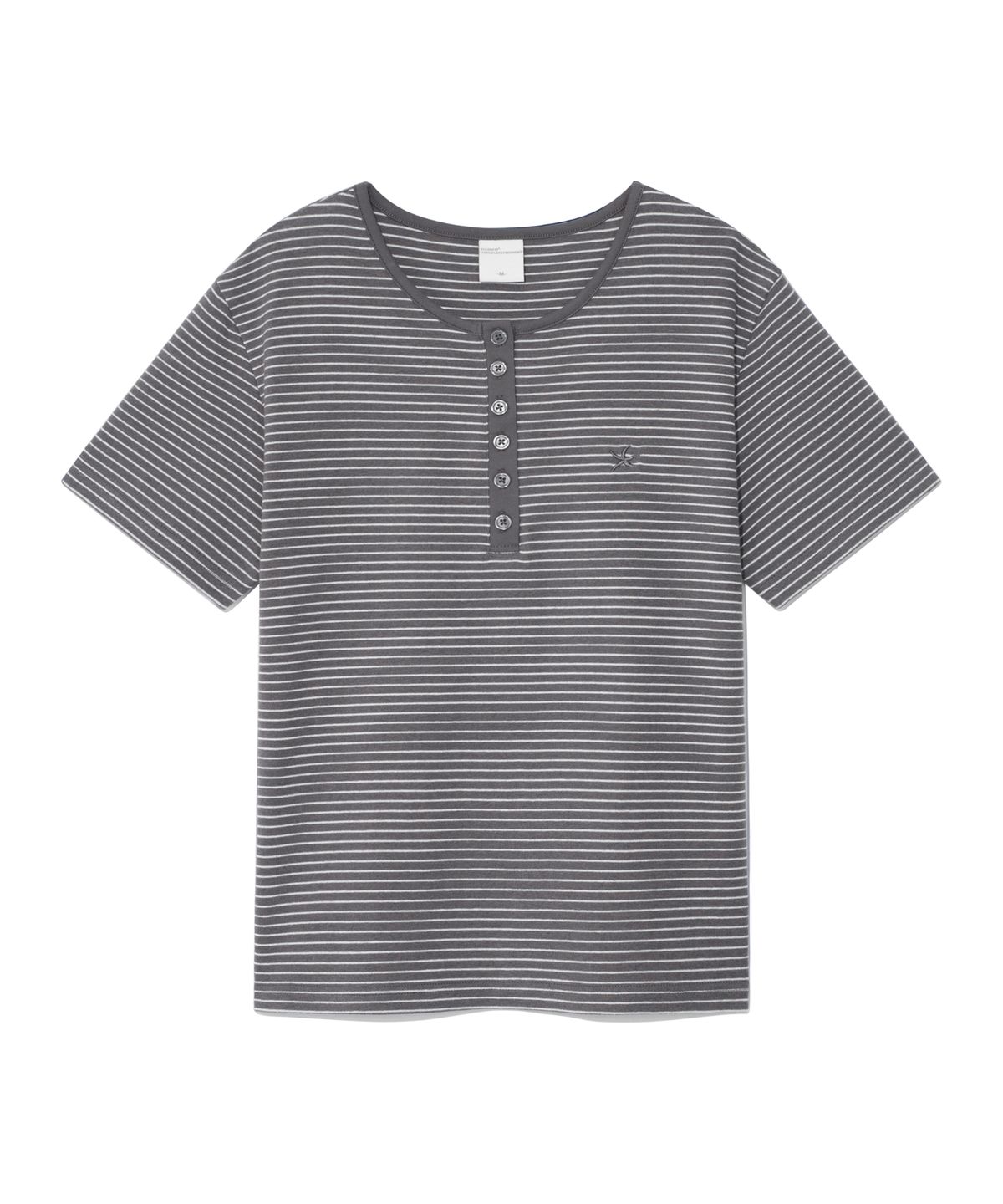더콜디스트모먼트(THE COLDEST MOMENT) (w) TCM stripe round henley neck T (grey)