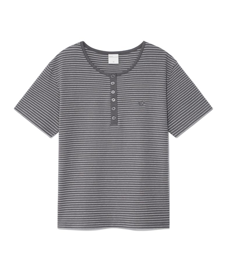 (w) TCM stripe round henley neck T (grey)