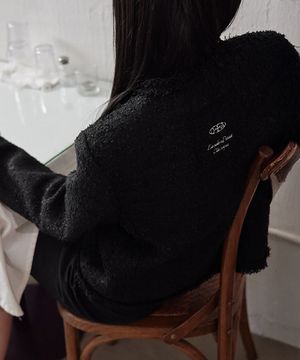 Fringed Tweed Jacket, BLACK