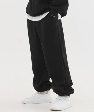 세미 와이드 조거 스웨트 팬츠 (블랙)