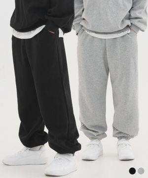 [2 PACK] 세미 와이드 조거 스웨트 팬츠 (2color)