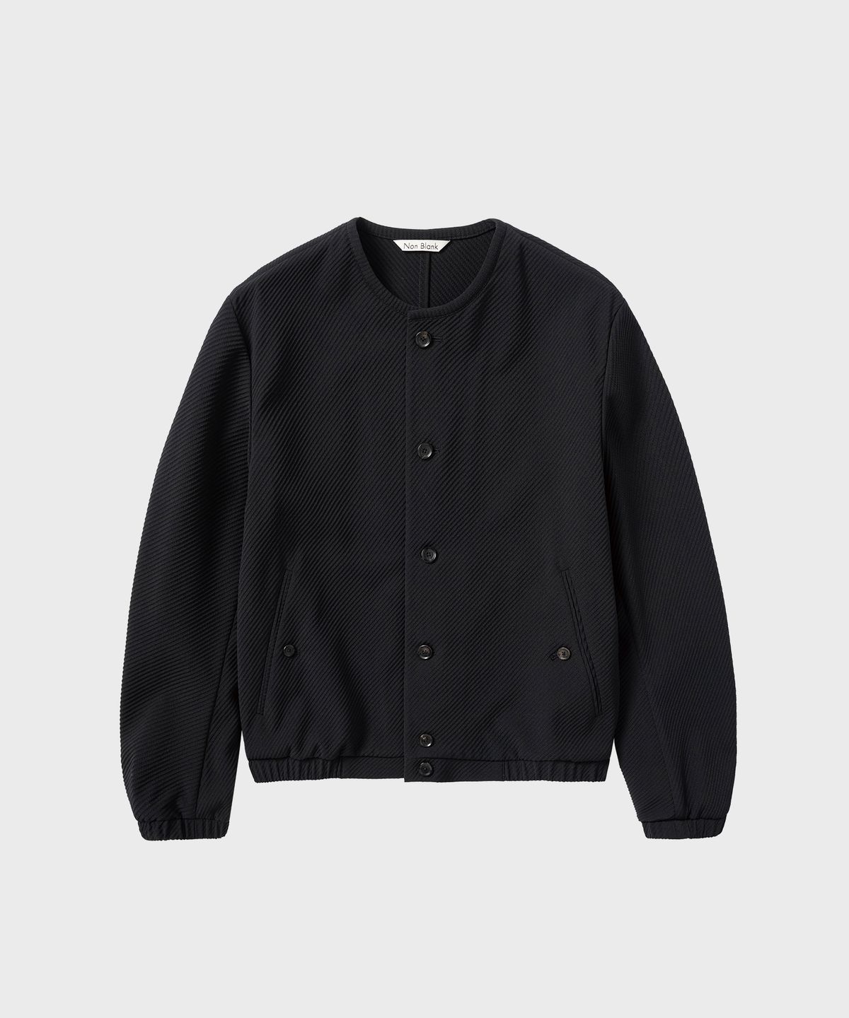 넌블랭크(NONBLANK) 라운드 넥 시어서커 엠보싱 점퍼_DARK NAVY