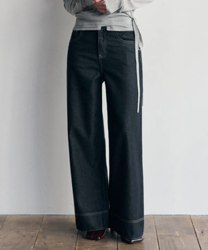 라이트 스티치 와이드 데님 팬츠 (네이비)