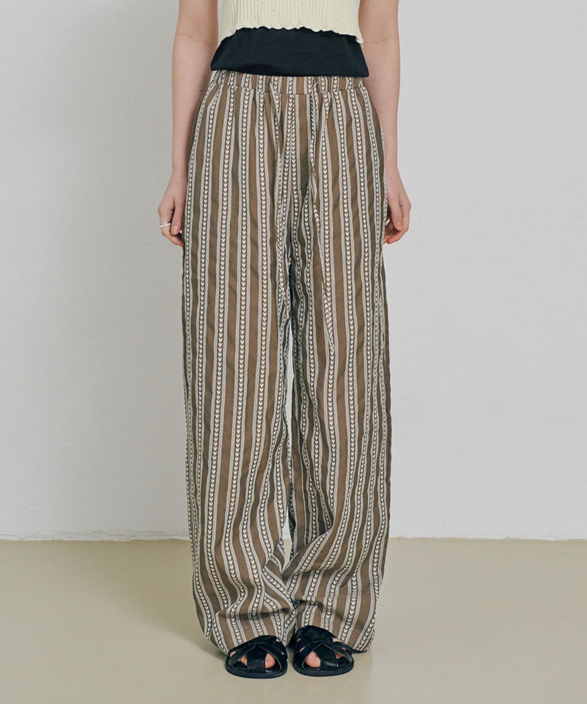 벨로엘(BELLOL) Ethnic banding pants BROWN