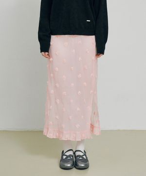 Flower lace layered skirt PINK