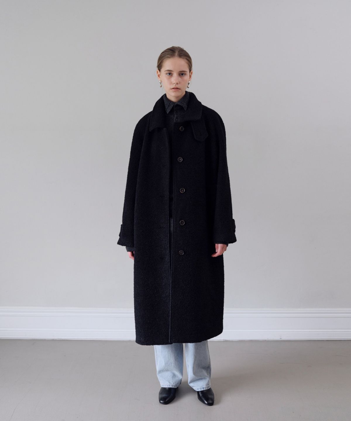 더 릴(THE LILLE) Raglan Wool Long Coat_Dark Navy