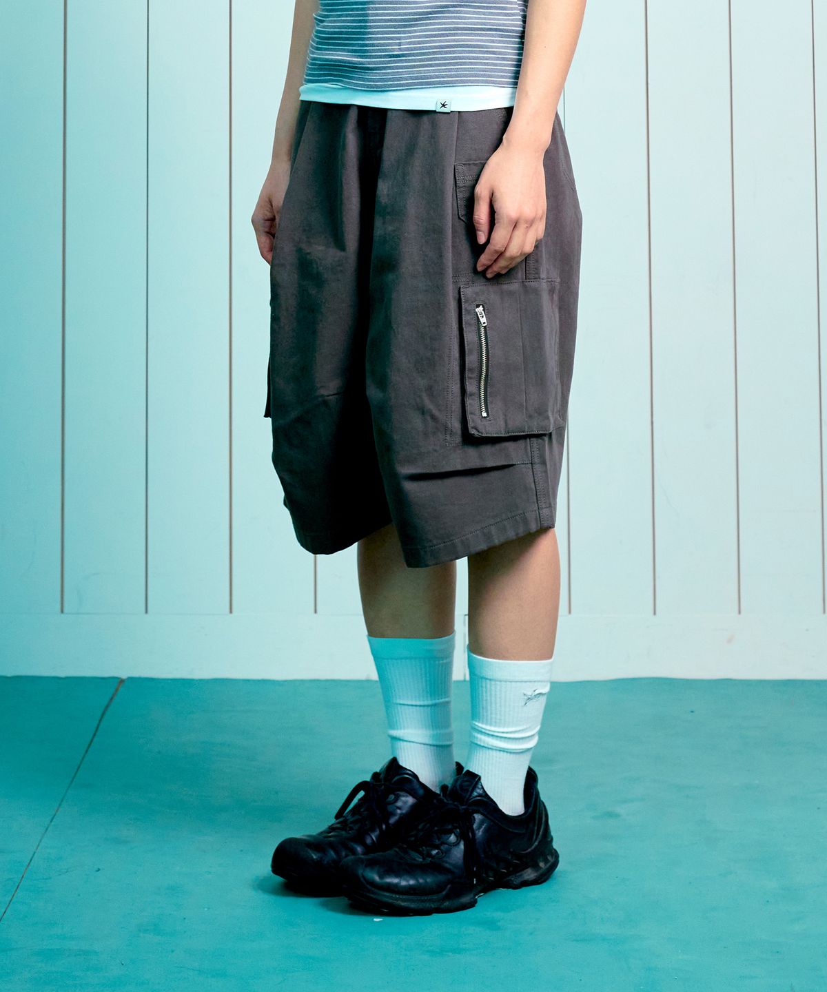 더콜디스트모먼트(THE COLDEST MOMENT) TCM metal zipper half pants (vintage brown)