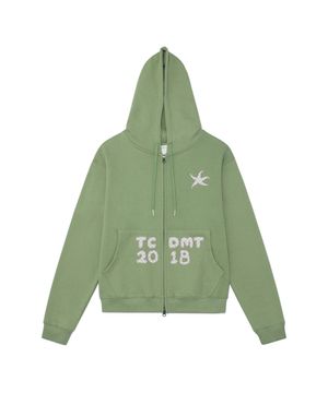 TCM logo applique hooded zip-up (green)