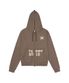 TCM logo applique hooded zip-up (brown)