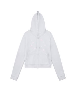 TCM dot hooded zip-up (light grey)