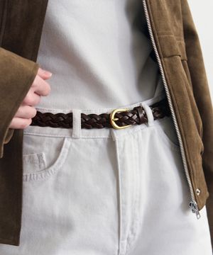 클래식 위빙 소가죽 벨트 (브라운)