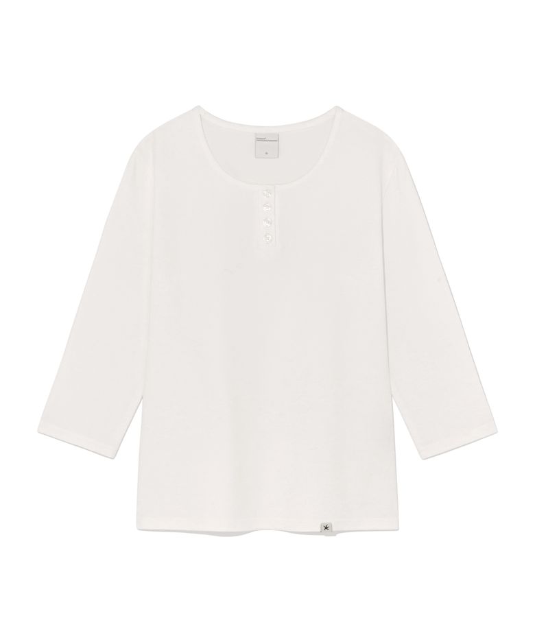(w) TCM henley neck three-quarter sleeve (white)